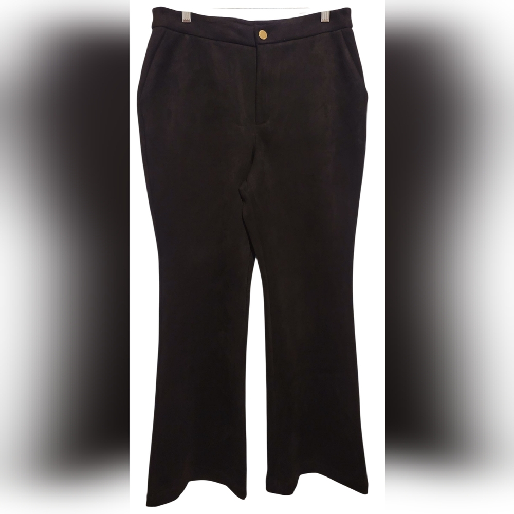 Marc New York Black Suede High-Waist Stretch Flare Pants NWT MSRP $89